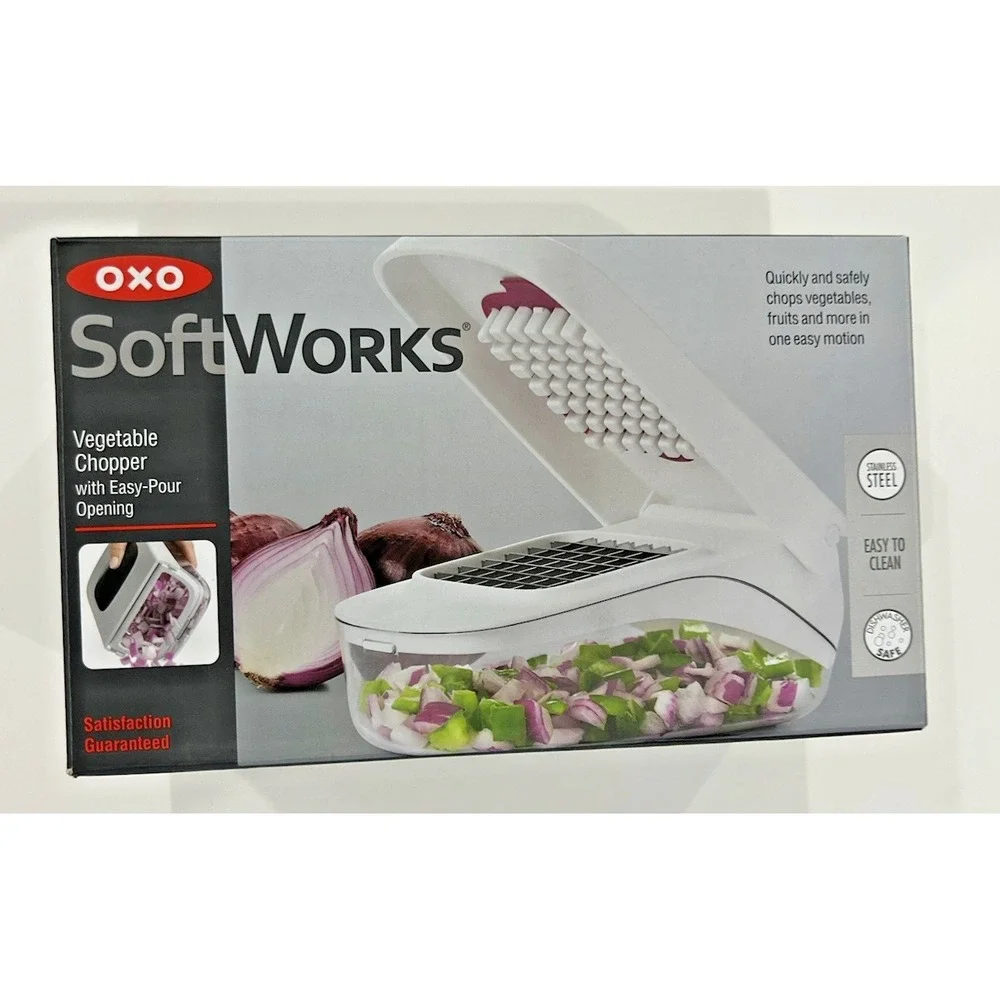 OXO Softworks Manual Vegetable Food Chopper with Easy‎ Pour Opening - White